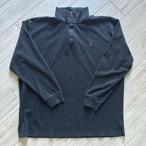 Polo Ralph Lauren Sweater Mens XXL Tall Black 1/4-Zip Estate Rib Pullover XXLT